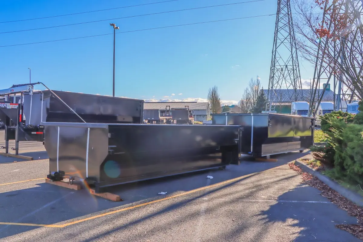 Roll-off dumpster ready for waste disposal at job site for Construction Dumpster Rental in Liberty Lake